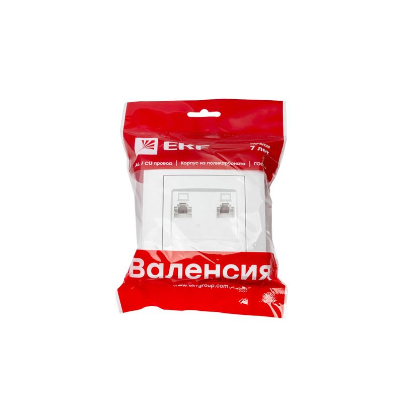 Валенсия розетка компьютерная RJ-45 2-местная белая EKF PROxima EWK02-035-10  во Владимире