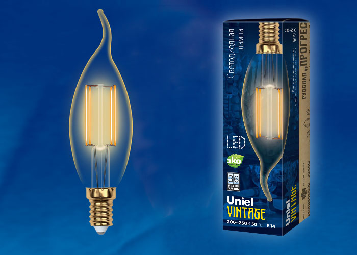 UL-00002397 Лампа светодиод.Vintage.Форма«свеча»,золотист.колба.LED-CW35-5W/GOLDEN/E14 GLV21GO 5002  во Владимире