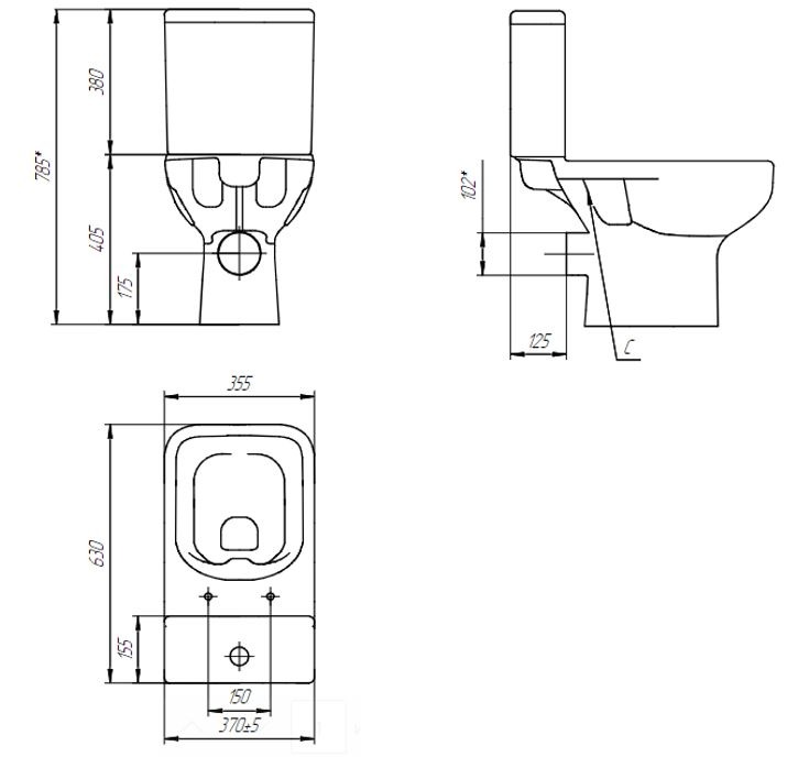 Компакт COLOUR CLEAN ON 011 3/5 Cersanit с кр. дюроп., lifting, easy-off, белый,  во Владимире