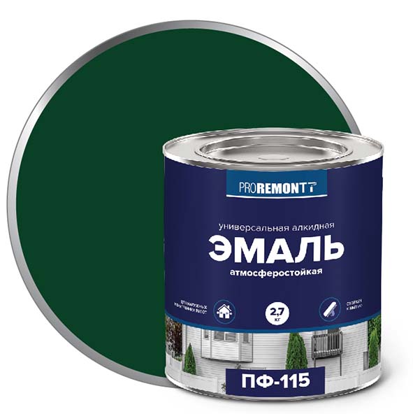 Эмаль ПФ-115 "PROREMONT"   2,7 кг зеленый 3/198  во Владимире