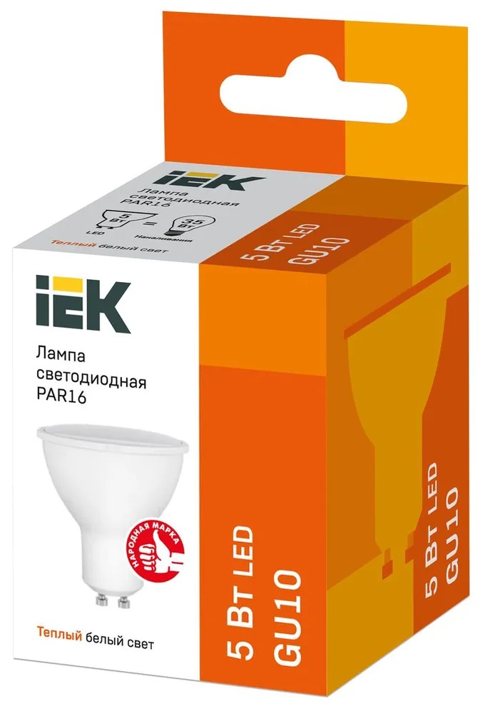 Лампа светодиодная LED 5вт 230в GU10 тепло-белый ECO (IEK)  во Владимире