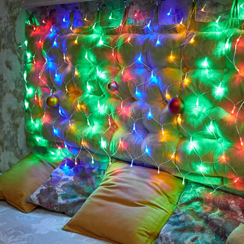 Гирлянда «Сеть» 1х1,5м, прозрачный ПВХ, 96 LED МУЛЬТИ, не соединяется ТОП 215-119-6   во Владимире