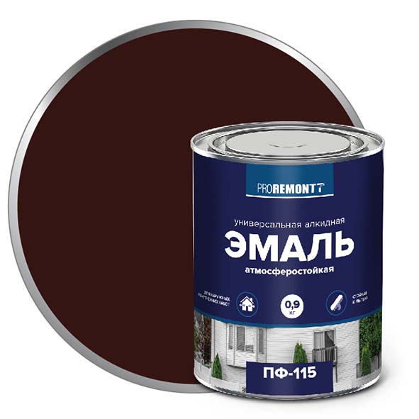 Эмаль ПФ-115 "PROREMONT"   0.9  кг шокол.-коричневый 10/640  во Владимире