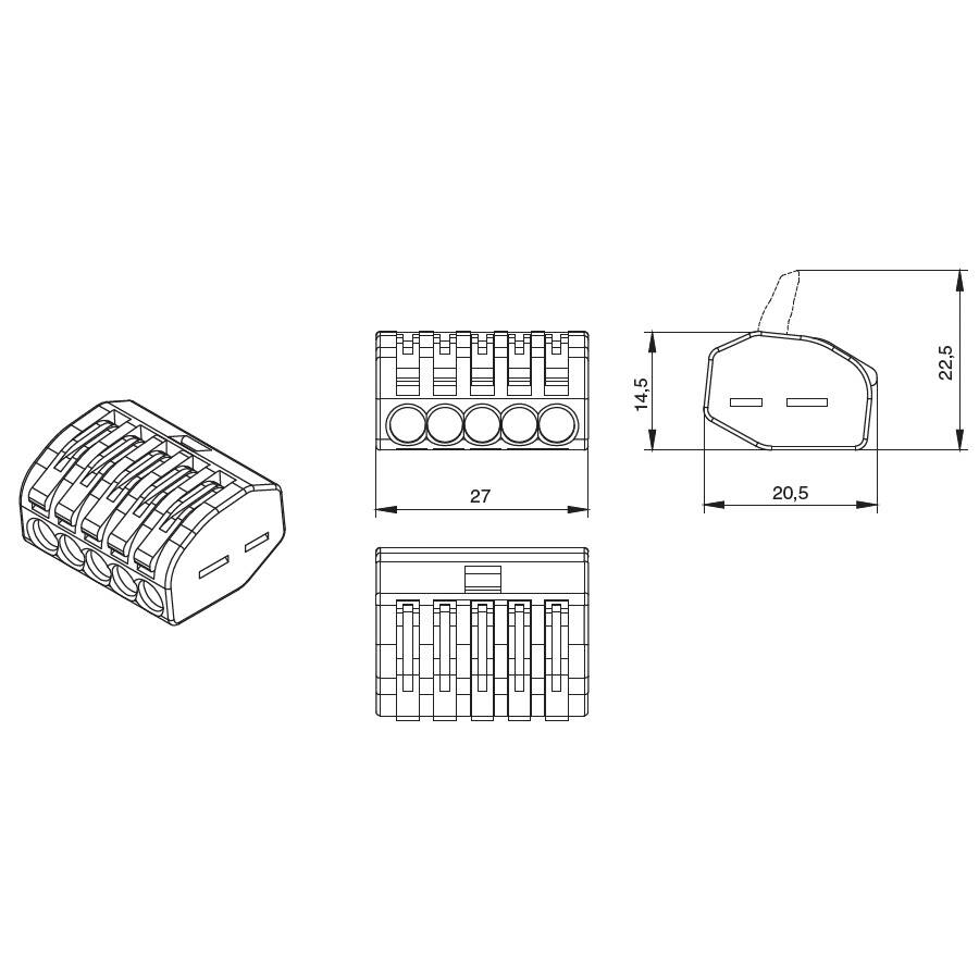 Клемма универсальная строительно-монтажная 5x0,08-4/2,5 mm2 BLOX, (40 шт/уп)  во Владимире