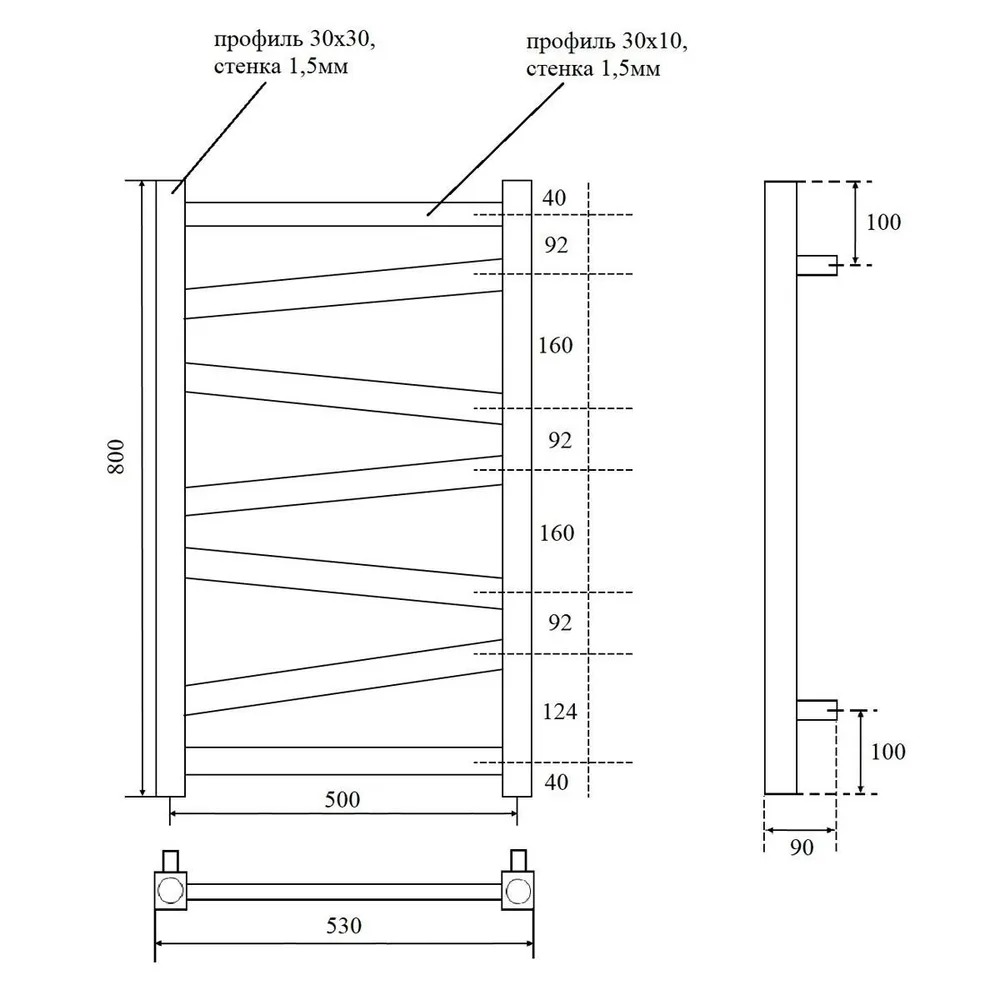 Полотенцесушитель водяной Point Феникс PN15158W П7 500x800, белый  во Владимире