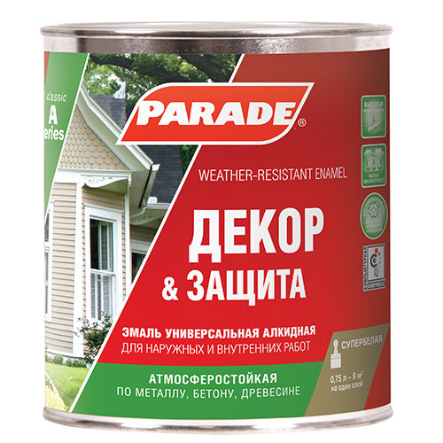 Эмаль Classic А1 Декор & Защита Parade 0,75 л База С бесцветный матовая  /528  во Владимире