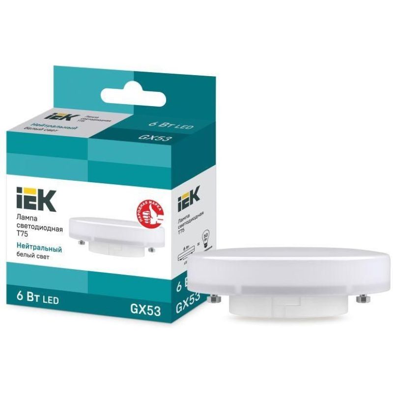 Лампа светодиодная LED 6вт GX53 белый таблетка ECO IEK 5530  во Владимире