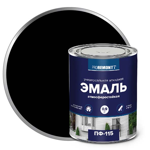 Эмаль ПФ-115 "PROREMONT"   0.9 кг черный 10/640  во Владимире