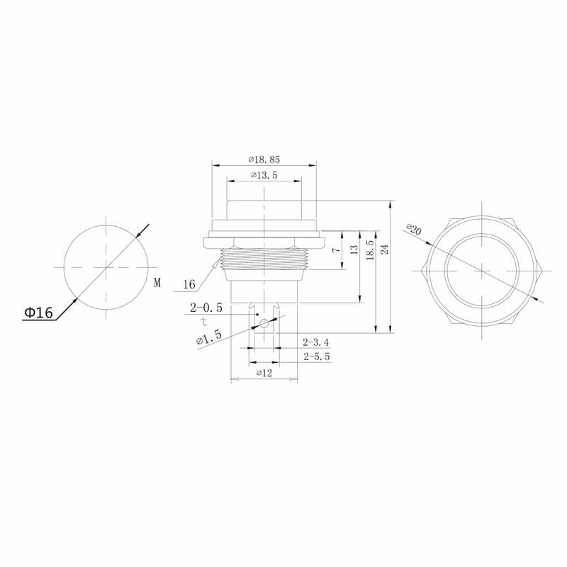 36-3355 Выключатель-кнопка  металл 250V 2А (2с) (ON)-OFF  Ø16.2  белая  REXANT  во Владимире
