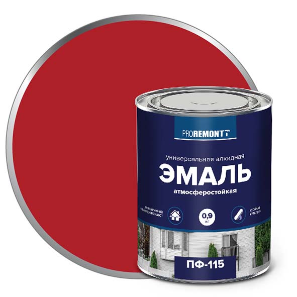 Эмаль ПФ-115 "PROREMONT"   0.9 кг красный 10/640  во Владимире