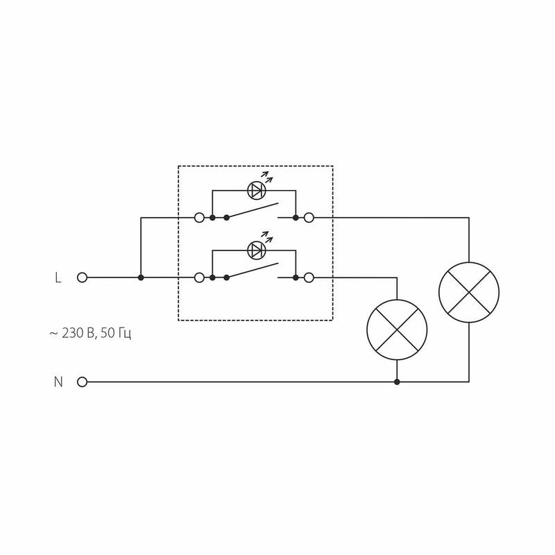 WL02-SW-2G-LED / Электроустановочные изделия - Выключатель двухклавишный с подсветкой (глянцевый ник  во Владимире