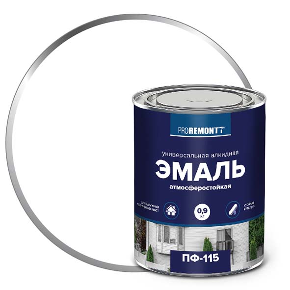 Эмаль ПФ-115 "PROREMONT"   0.9  кг бел.гл. 10/640  во Владимире