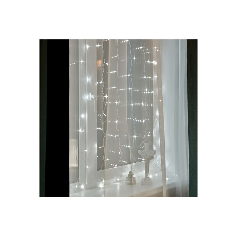 Дождь (занавес) 1,5х1,5 м, прозрачный ПВХ, 144 LED БЕЛЫЕ IP20, не соединяются ТОП 235-035   во Владимире