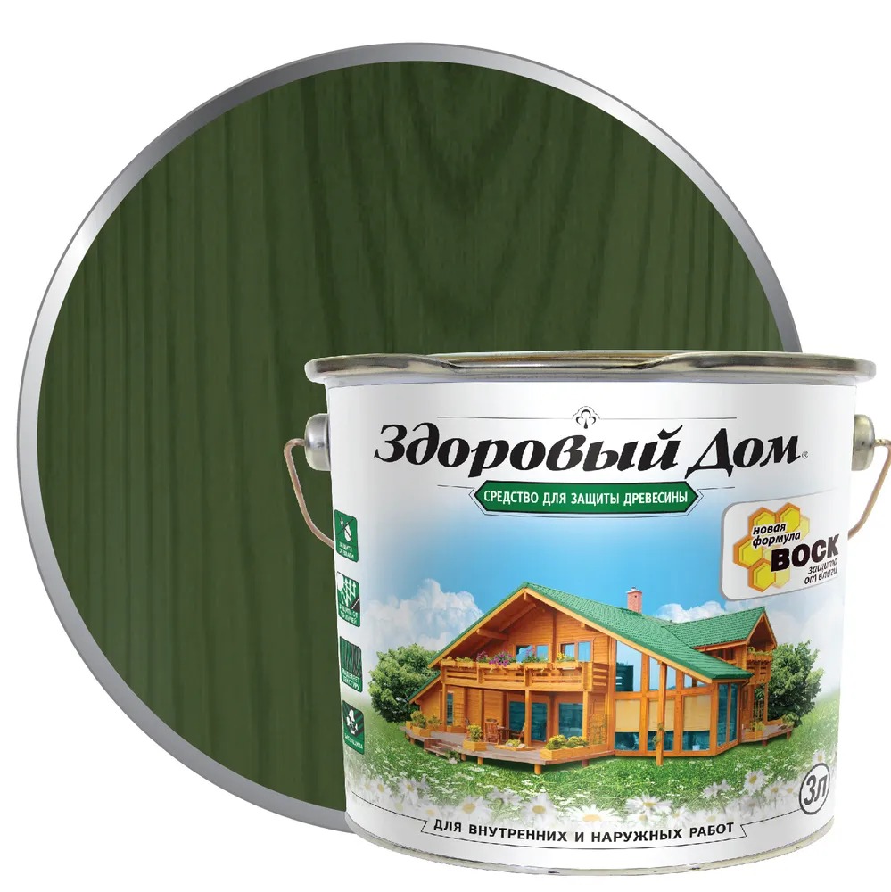 Здоровый Дом деревозащ.средство  3 л ел зелень ЛАКРА 4/140  во Владимире