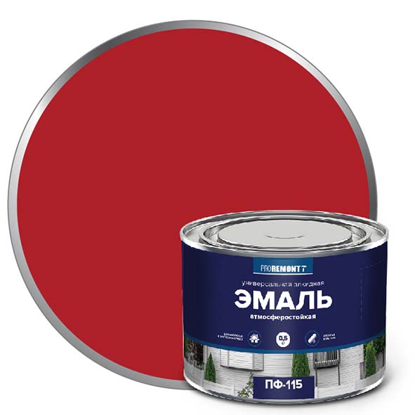 Эмаль ПФ-115 "PROREMONT"   0.5  кг красный 8/800  во Владимире