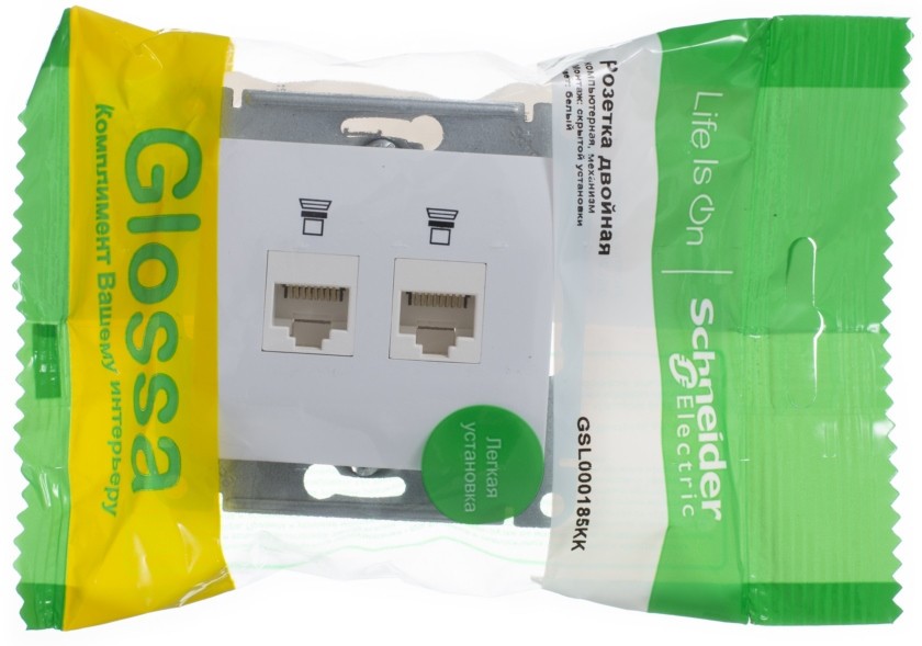 GSL000185KK Механизм розетки комп. 2-м RJ45+RJ45 белый GLOSSA  во Владимире