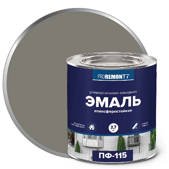 Эмаль ПФ-115 "PROREMONT"   2,7 кг серый 3/198  во Владимире