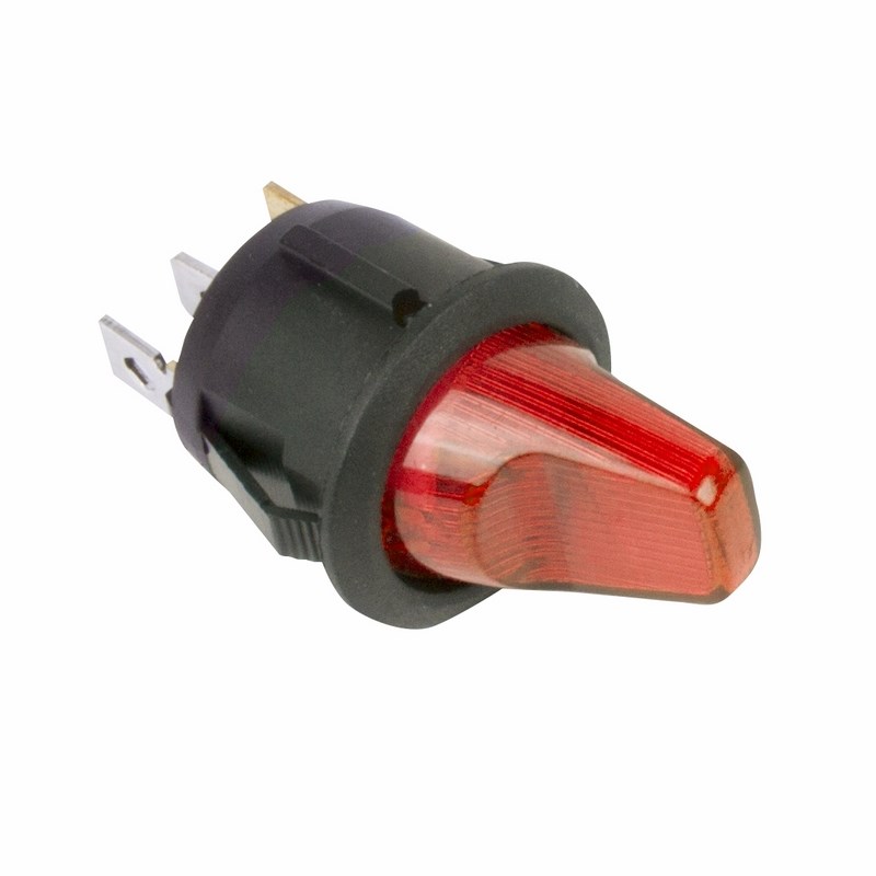 36-2590 Выключатель клавишный круглый 12V 16А (3с) ON-OFF красный  с подсветкой  REXANT  во Владимире