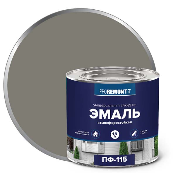 Эмаль ПФ-115 "PROREMONT"   1.9  кг серый 3/264  во Владимире