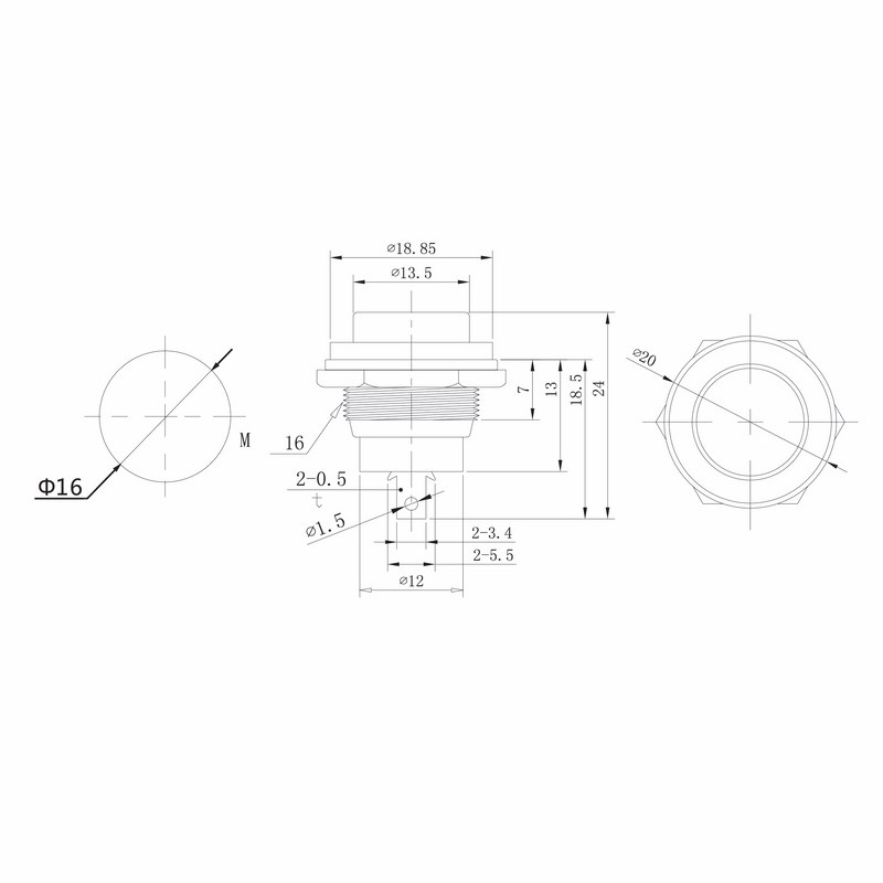 36-3351 Выключатель-кнопка  металл 250V 2А (2с) (ON)-OFF  Ø16.2  красная  REXANT  во Владимире