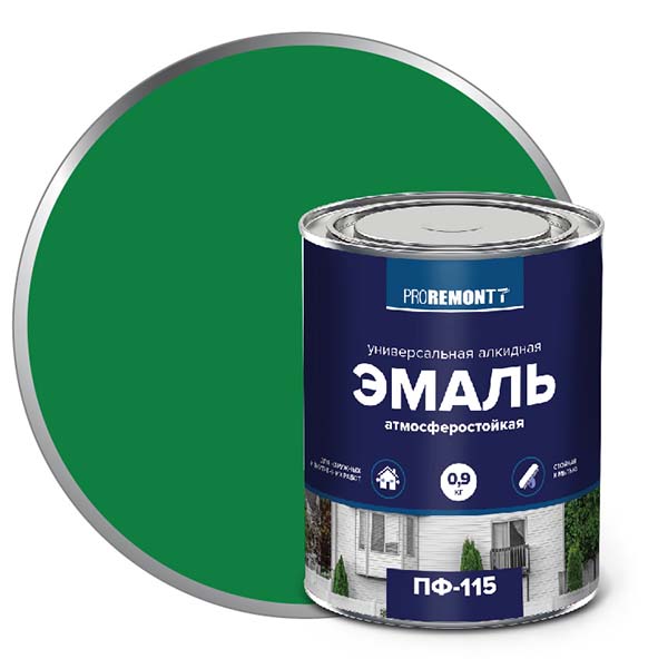 Эмаль ПФ-115 "PROREMONT"   0.9 кг ярко-зел. 10/640  во Владимире