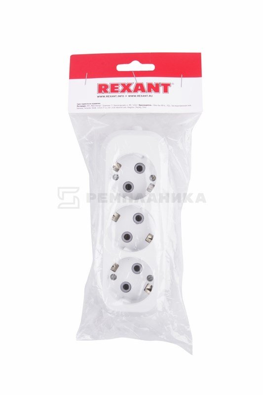11-8704 Колодка 3 гнезда с заземлением Rexant  во Владимире
