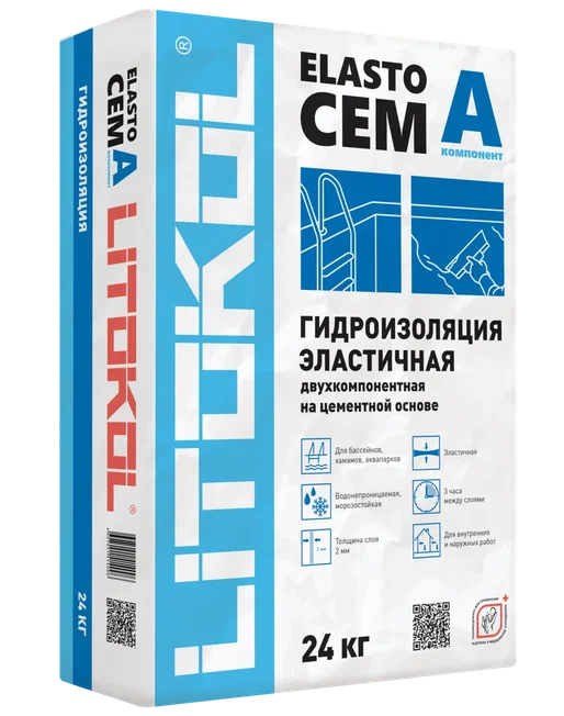 ЭЛАСТОЧЕМ / ELASTOCEM А -гидроизоляция 24кг  во Владимире