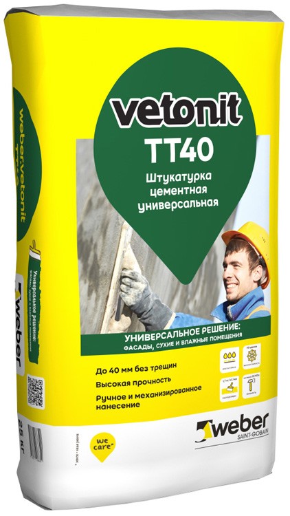 Штукатурка цементная универсальная ТТ40 Vetonit 25 кг серый /48  во Владимире
