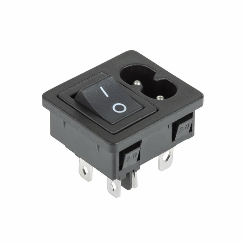 36-2284 Выключатель клавишный 250 V 6 А (4с) ON-OFF черный с штекером C8 2PIN  REXANT  во Владимире