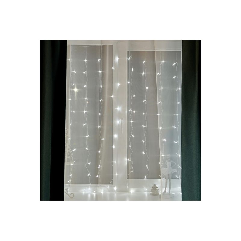 Дождь (занавес) 1,5х1,5 м, прозрачный ПВХ, 144 LED БЕЛЫЕ IP20, не соединяются ТОП 235-035   во Владимире