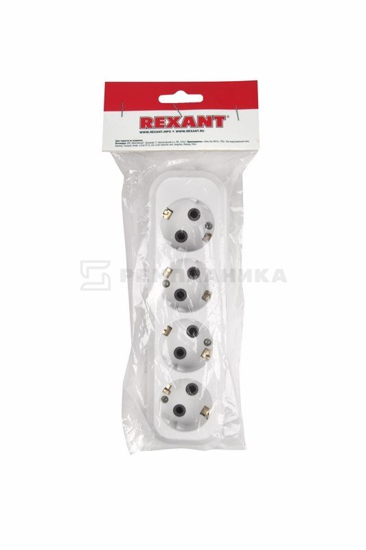11-8707 Колодка 4 гнезда c заземлением  Rexant  во Владимире