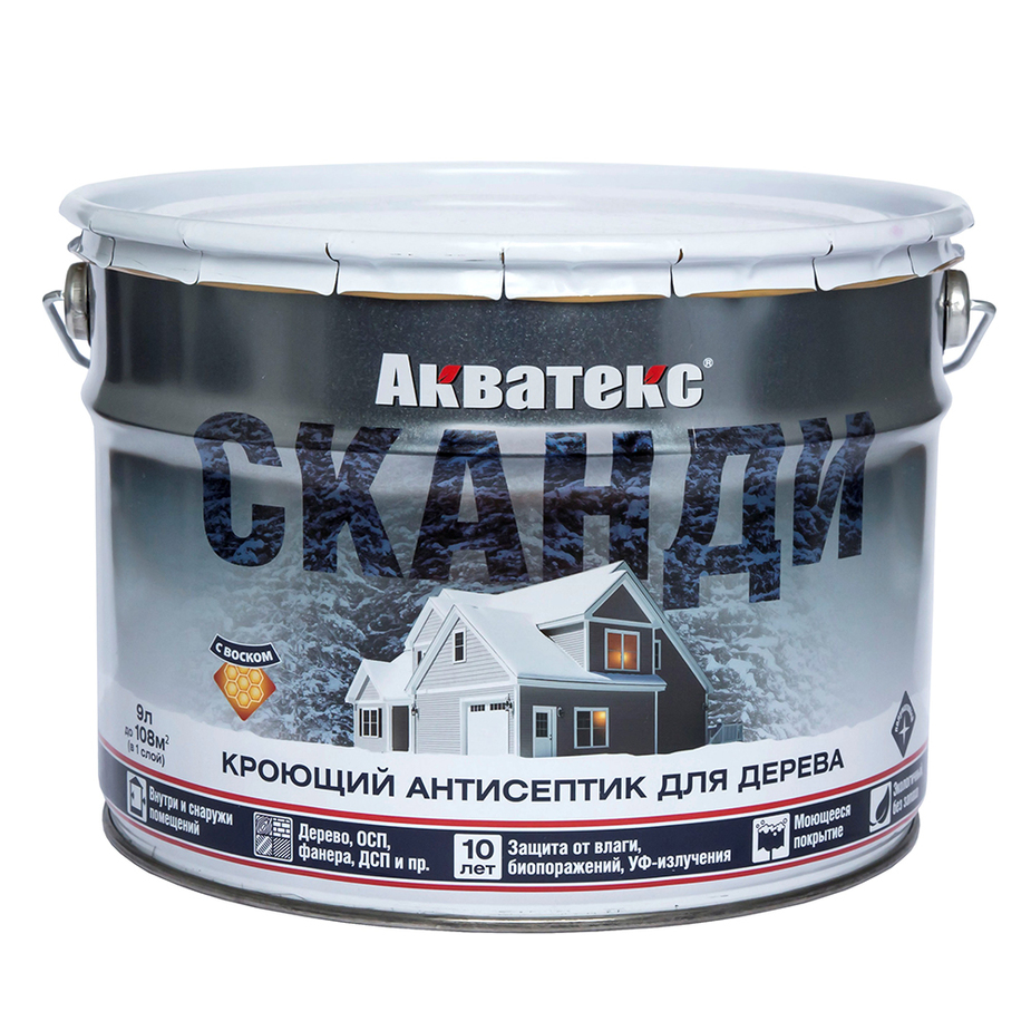 Акватекс СКАНДИ антисептик д/ дерева   9 л карамель   1/55  во Владимире