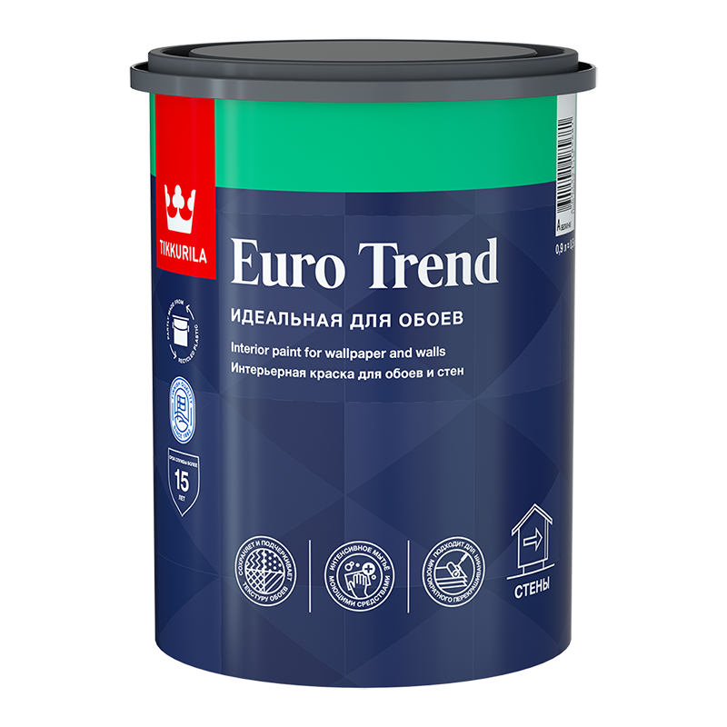 EURO TREND А  мат. 0,9л Краска д/обоев и стен /6  во Владимире