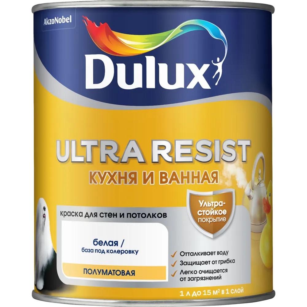 Краска DX ULTRA Resist КУХНЯ И ВАННАЯ  полумат. BW  1 л (аналог 50034787)  во Владимире