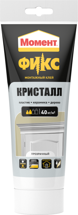 Клей Момент Фикс Кристалл Клей монтажный Туба Прозрачный 185г /12  во Владимире