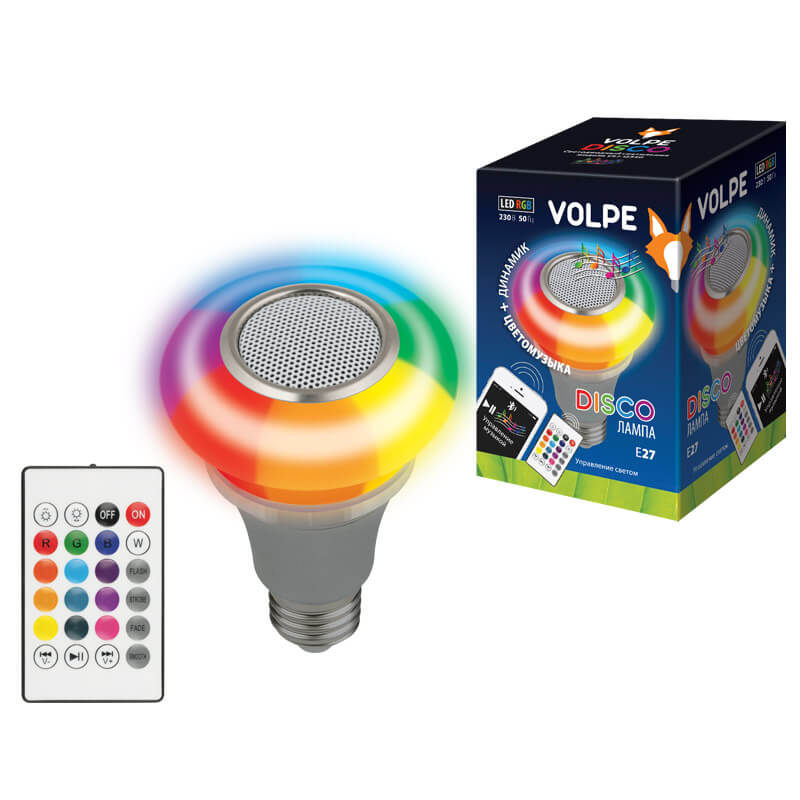 ULI-Q340 5W/RGB/E27 SILVER Светодиодный светильник Диско, с динамиком и Bluetooth. 220В. Серебристый  во Владимире