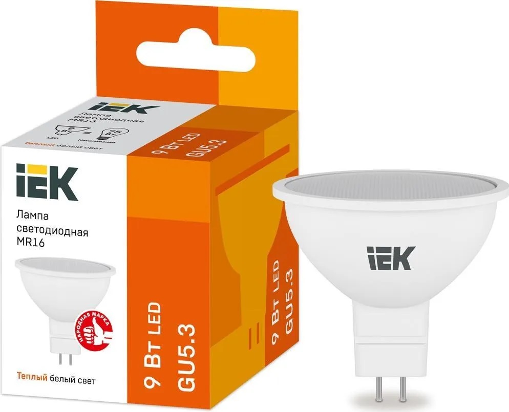 Лампа светодиодная LED 9вт 230в GU5.3 тепло-белый (IEK)  во Владимире