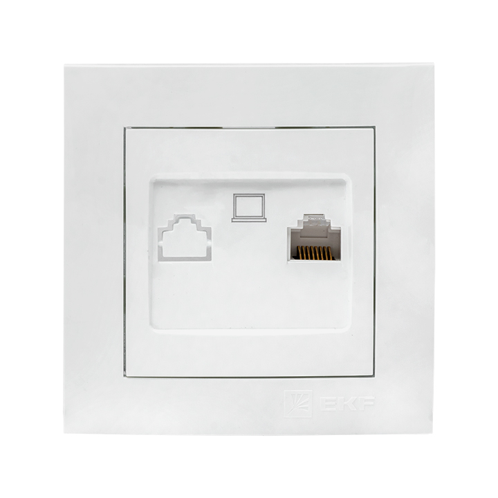 Валенсия розетка компьютерная RJ-45 1-местная белая EKF PROxima EWK01-035-10  во Владимире