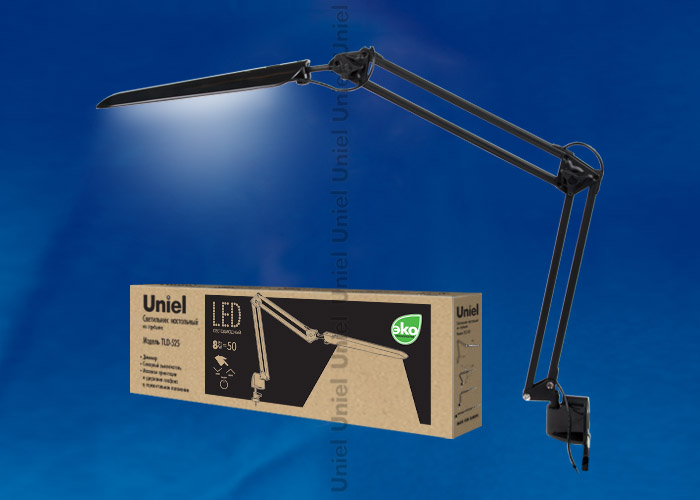 TLD-524 Black/8W/Светильник настольный на струбцине/LED/500Lm/4500K/Dimmer/Цвет-черный, шк 469048507  во Владимире