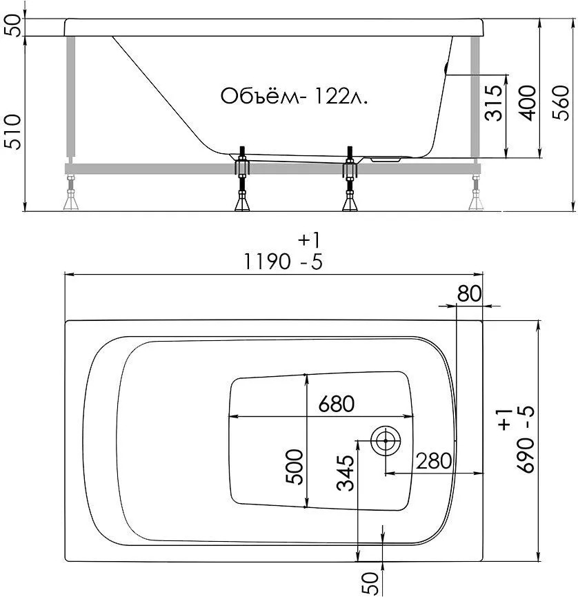 Ванна Gamma 120*70  во Владимире