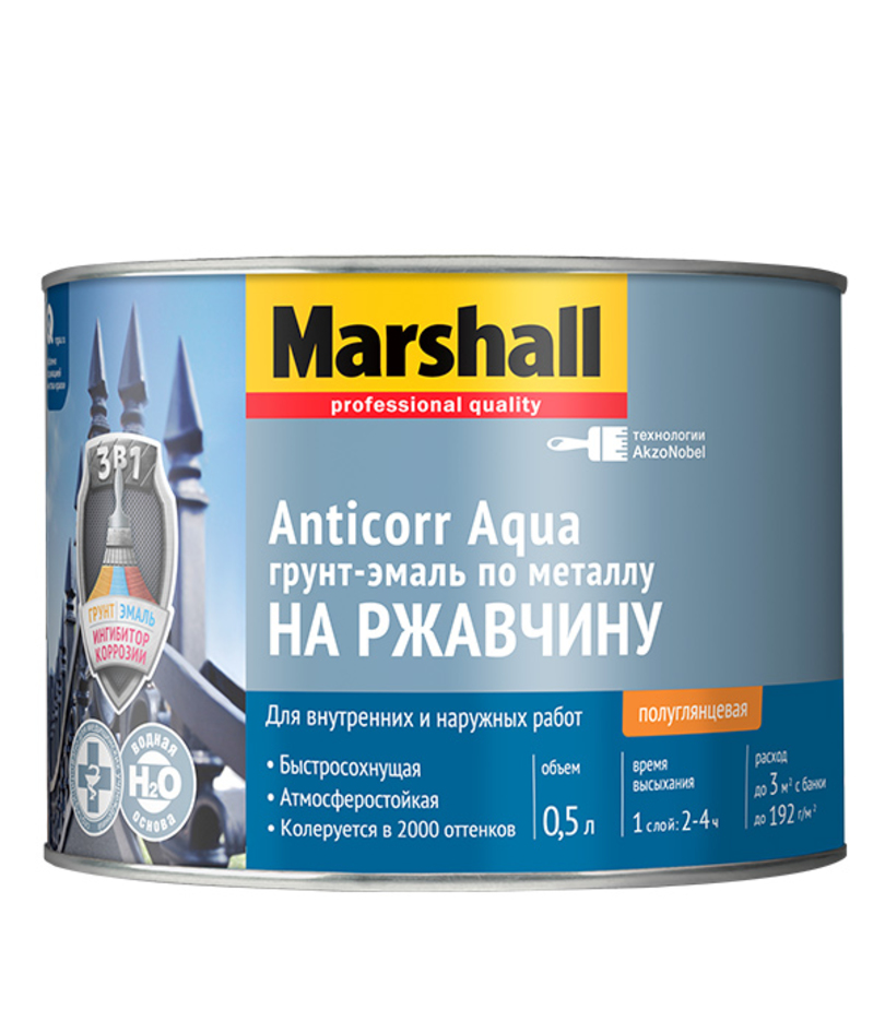 Грунт-эмаль M  ANTICORR AQUA  BW  0,5 л (аналог 50036160)  во Владимире