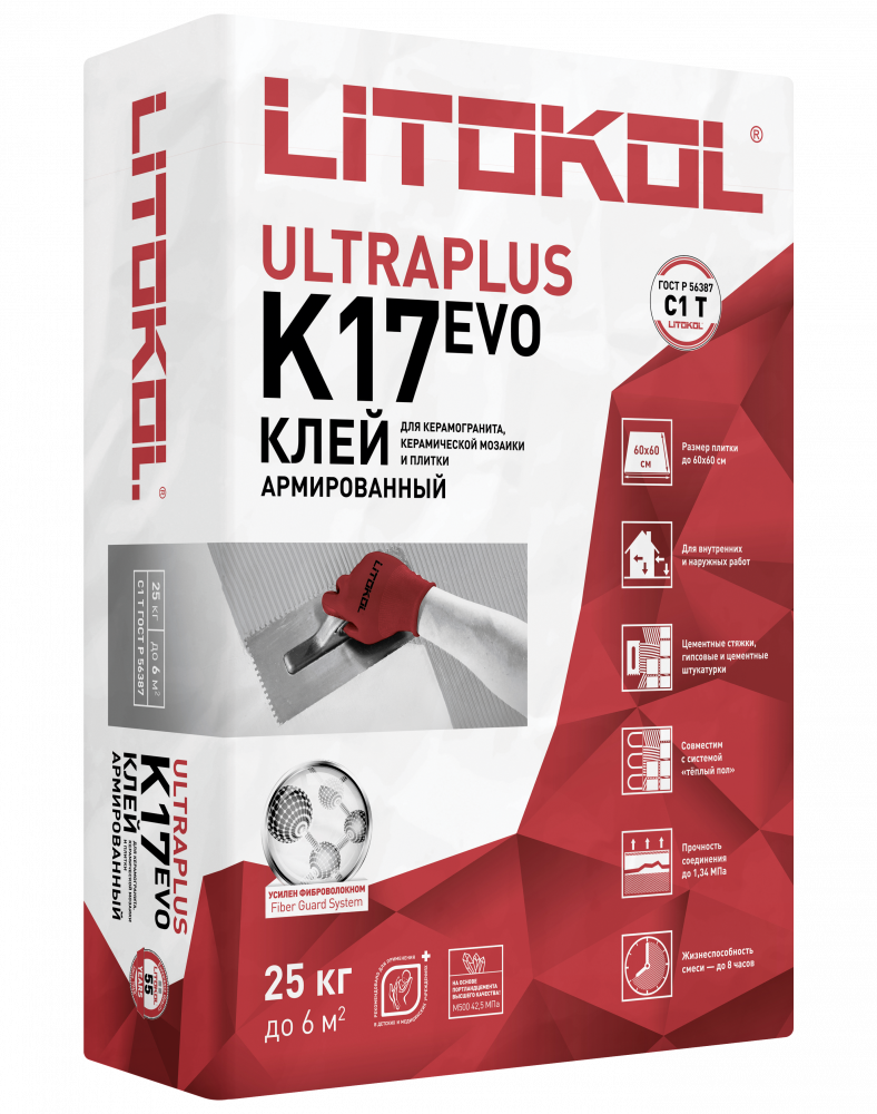 K17 LITOKOL (класс С1 T) - Клей для плитки и керамогранита (25 кг)/54шт  во Владимире