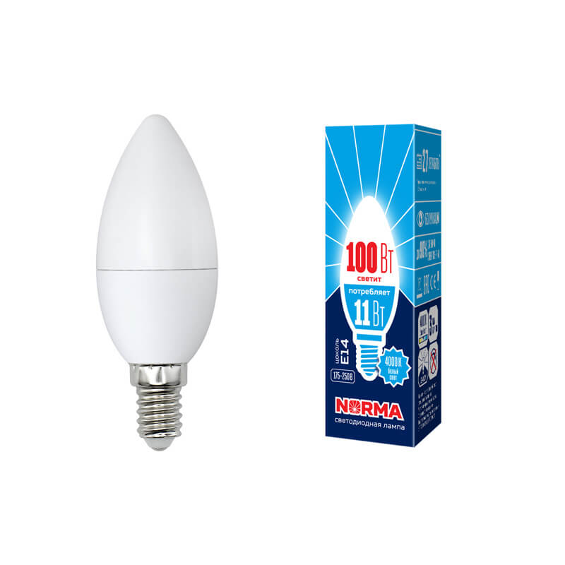 UL-00003811 Лампа светодиодная свеча матовая Серия Norma.4000K LED-C37-11W/NW/E14/FR/NR 7712  во Владимире