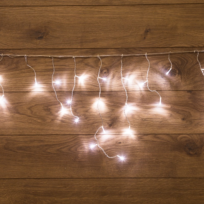 Айсикл (бахрома), 1,8 х 0,5 м, прозрачный ПВХ, 48 LED БЕЛЫЕ IP20, не соединяется 255-015  во Владимире