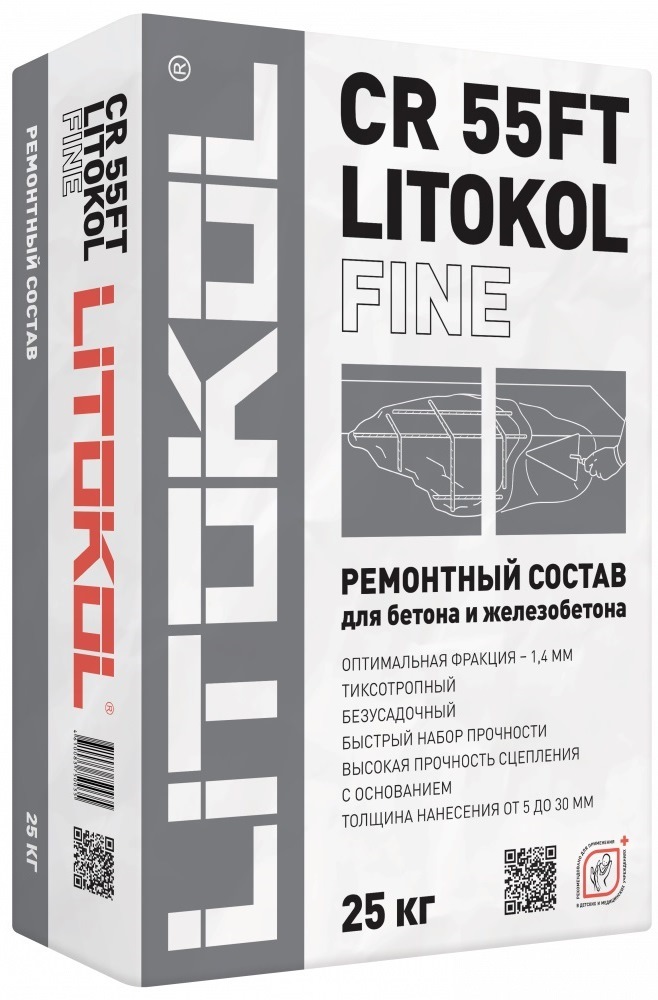 LITOKOL CR 55FT FINE Ремонтный состав для бетона и железобетона (мелкая фракция) 25кг/54 шт.  во Владимире