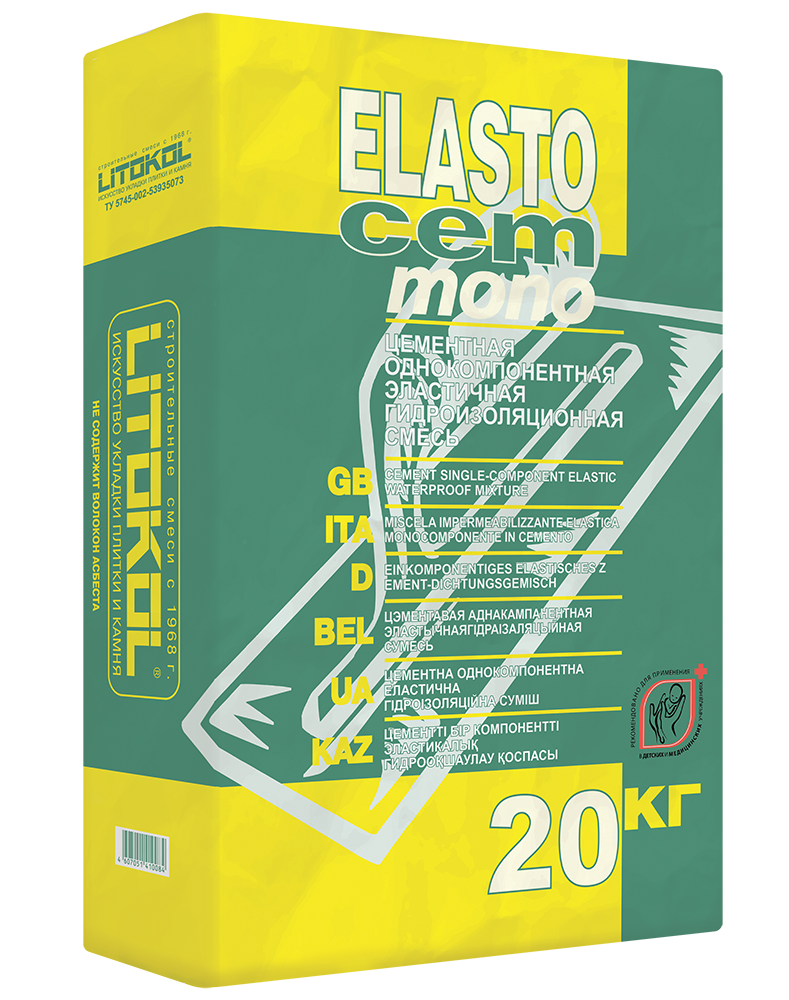 ЭЛАСТОЧЕМ МОНО / ELASTOCEM MONO - гидроизол смесь 20кг/48 шт.  во Владимире