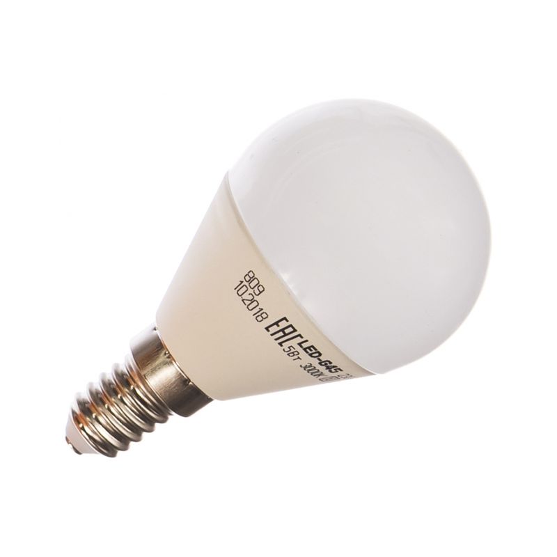 Лампа светодиодная LED 5вт E14 тепло-белый матовый шар ECO 2397  во Владимире